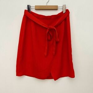 Tristan Red Wrap Style Tulip Skirt With Tie